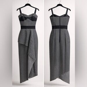 Milly Black and White Strapless Fit-and-Flare Dress